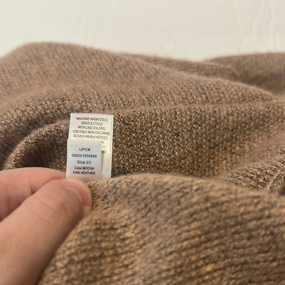 Cozy Tan Women's Sweater Cowl Slouch Neck Beige Fall 2X - Picture 3 of 4